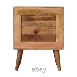 Petite table de chevet en rotin avec rangement en bois de manguier massif