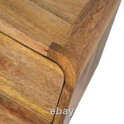 Petite table de chevet murale flottante en bois clair avec 2 tiroirs - Fait main.