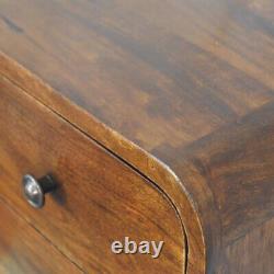 Petite table de chevet murale flottante en bois foncé avec 2 tiroirs - Fait main.