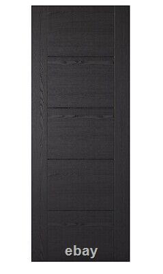 Porte intérieure à âme pleine en style Vancouver 5P, laminée en frêne noir de première qualité, 44mmFD30