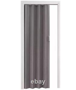 Porte pliante double peau à effet chêne gris avec ouverture centrale magnétique en accordéon