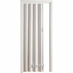 Porte pliante en PVC à effet chêne blanc avec panneau magnétique coulissant en accordéon