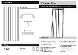 Porte pliante en PVC blanc à effet chêne, neuve, de type accordéon, pour intérieur, au Royaume-Uni.