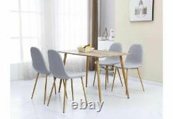 Seconique Barley Oak Effet Table Rectangulaire Avec 4 Chaises En Tissu Gris