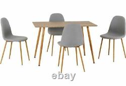 Seconique Barley Oak Effet Table Rectangulaire Avec 4 Chaises En Tissu Gris