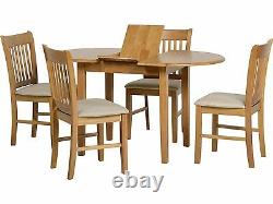 Seconique Oxford Oak Extending Dining Set Table + 4 Chaises En Daim Bois Massif