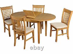 Seconique Oxford Oak Extending Dining Set Table + 4 Chaises En Daim Bois Massif
