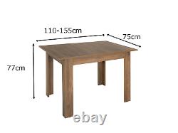 Set D'extension Table À Manger Et 4 Chaises En Bois Forte, Solide, Chêne Brassant Ma