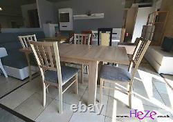 Set D'extension Table À Manger Et 4 Chaises En Bois Forte, Sonoma De Chêne Massif Marp