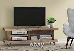 Solid Wood Rustic Handmade Pine Blissford Tv Unit/stand, Fini En Chêne Chunky