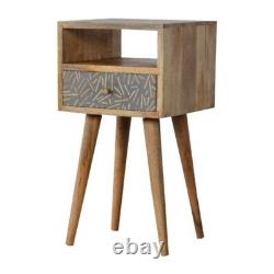 Style nordique en bois de mangue Mini tiroir en ciment Console de chevet en finition chêne