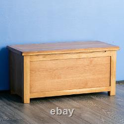 Surrey Oak Wooden Blanket Box Solid Wood Ottoman Chest Literie Rustic Toy Trunk