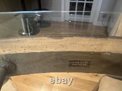 Table à manger antique en bois et acier avec roues de chariot de la 1ère Guerre mondiale, base en chêne solide