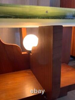 Table basse en verre gravé de style Art Déco ancien par Greta Magnusson Grossman des années 1940