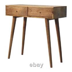 Table console en rotin avec 2 tiroirs, finition légère, en bois massif, unité latérale d'entrée Seeley