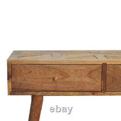 Table console en rotin avec 2 tiroirs, finition légère, en bois massif, unité latérale pour couloir Seeley