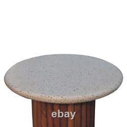 Table d'appoint Scandinave en bois rainuré avec dessus en pierre de terrazzo unique Wilk
