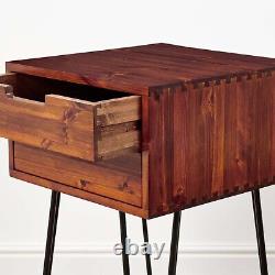 Table de chevet 2 tiroirs Bureau en bois massif Table d'appoint Retro