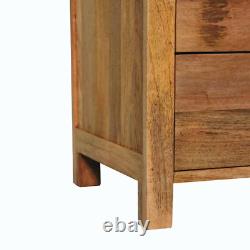Table de chevet 3 tiroirs en bois massif de manguier - Table de nuit en bois de rangement pour chambre à coucher