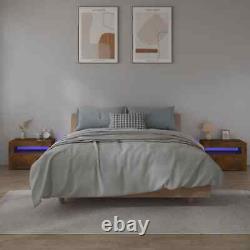 Table de chevet à LED pour chambre x 2 Table de nuit avec tiroir Unité de rangement en bois