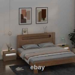 Table de chevet avec lumières LED pour chambre x 2, commode de nuit avec tiroir en bois et unité de rangement