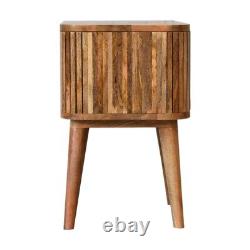 Table de chevet cannelée en bois massif, armoire à rainures, table de nuit scandinave Boren