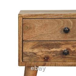 Table de chevet compacte avec 2 tiroirs, rangement pour chambre à coucher, table d'appoint en bois sombre Fogel
