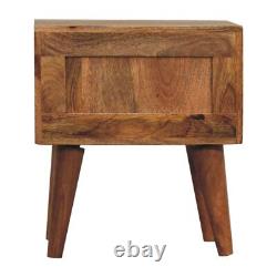 Table de chevet compacte avec 2 tiroirs, rangement pour chambre, table d'appoint en bois foncé Fogel.