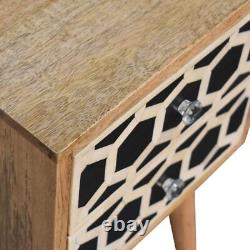 Table de chevet compacte en incrustation d'osier, cabinet de style scandinave, petite table de nuit Gilmore.