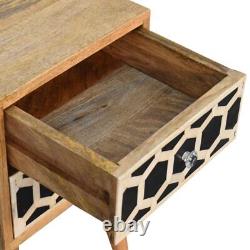 Table de chevet compacte en incrustation d'osier, cabinet de style scandinave, petite table de nuit Gilmore.