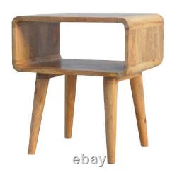 Table de chevet courbée avec lampe ouverte, meuble de chambre en bois massif
