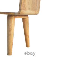 Table de chevet courbée avec lampe ouverte, meuble de chambre en bois massif