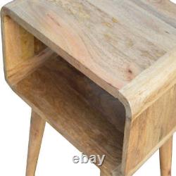 Table de chevet courbée ouverte en bois massif pour chambre à coucher et salon