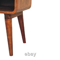 Table de chevet en bois courbé Meuble d'appoint style mi-siècle Armoire latérale de chambre Rangement en bois massif