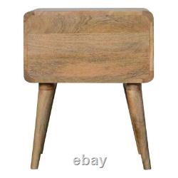 Table de chevet en bois de manguier avec courbe Cabinet d'appoint de style scandinave Rangement de chambre en chêne massif