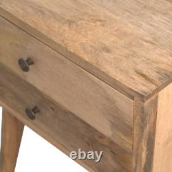 Table de chevet en bois massif de style nordique moderne fabriquée à la main avec finition en chêne et 2 tiroirs