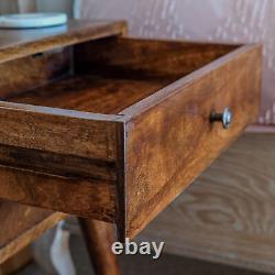 Table de chevet en bois sombre avec 2 tiroirs, meuble de rangement pour chambre Fogel