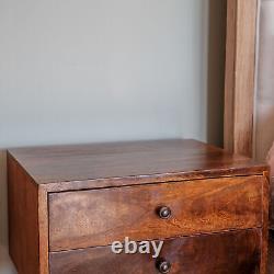 Table de chevet en bois sombre avec 2 tiroirs, meuble de rangement pour chambre Fogel