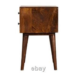 Table de chevet en bois sombre avec 2 tiroirs, meuble de rangement pour chambre Fogel