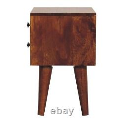Table de chevet en bois sombre avec 2 tiroirs, meuble de rangement pour chambre, table d'appoint Fogel.