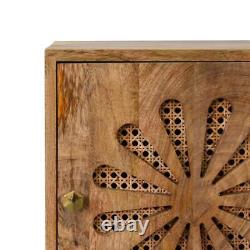 Table de chevet en rotin petit en bois de manguier massif avec cabinet de rangement et unité de table de nuit