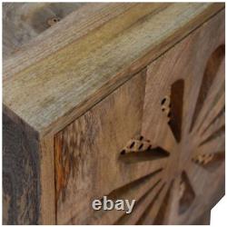 Table de chevet en rotin petit en bois de manguier massif avec cabinet de rangement et unité de table de nuit