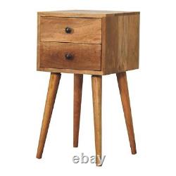Table de chevet étroite en bois avec 2 tiroirs, meuble de rangement pour chambre à coucher, table d'appoint Fogel