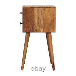 Table de chevet étroite en bois avec 2 tiroirs, meuble de rangement pour chambre à coucher, table d'appoint Fogel