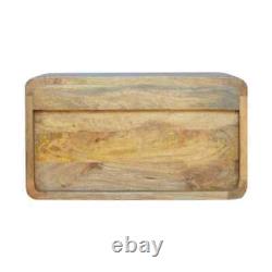 Table de chevet flottante murale arrondie en bois clair avec 2 tiroirs