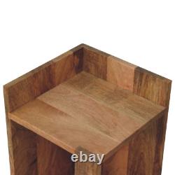 Table de chevet rustique en chêne clair fait à la main en bois de mangue avec espace de rangement ouvert