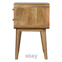 Table de chevet scandinave Armoire latérale courbée de rangement de chambre en bois massif fait à la main