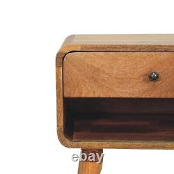 Table de chevet scandinave à courbure, Cabinet latéral scandinave de rangement pour chambre en bois massif