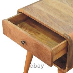 Table de chevet scandinave, armoire latérale courbée Scandi, rangement pour chambre à coucher en bois massif
