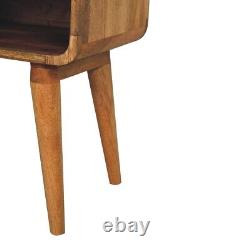 Table de chevet scandinave, armoire latérale courbée Scandi, rangement pour chambre à coucher en bois massif